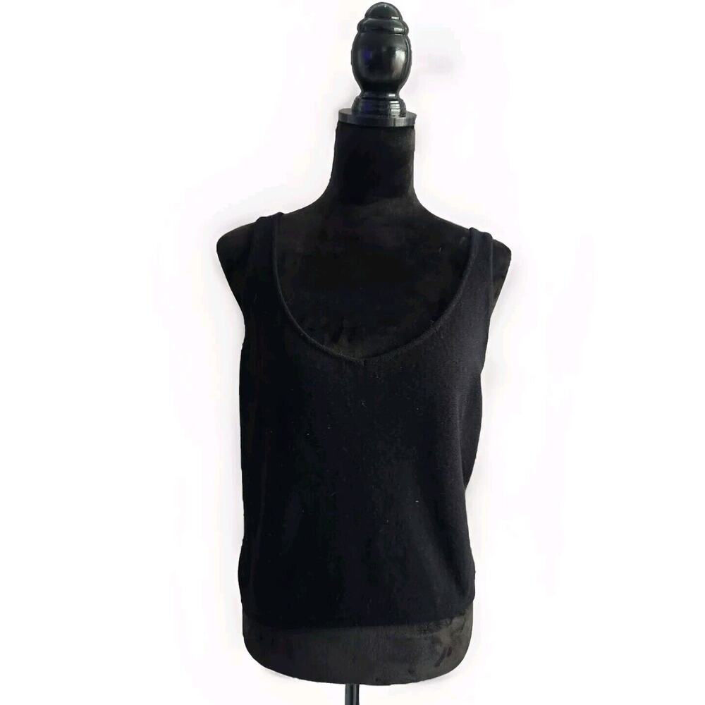 lamberto losani Women's Black Cashmere Sleeveless V Neck Sweater Vest M